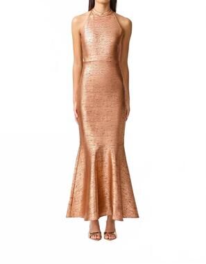 NEW ELLIATT rhian halter gown in orange